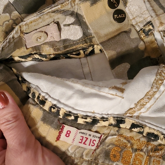 Camouflage cargo pants 8 sequins flower embroidered flap pockets childre… - Picture 9 of 9